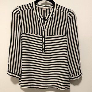 Love21 Forever 21 Black & White Stripe Silk Blouse Size S